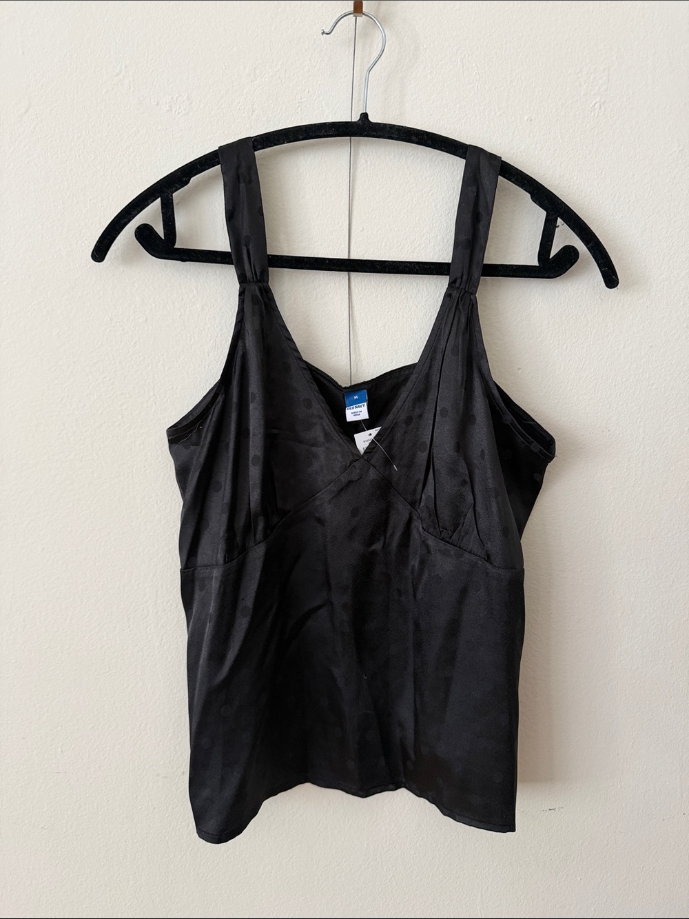 Old Navy Black Satin Camisole Tank with Wide Straps